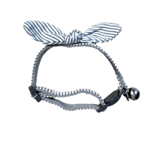 Gray & White Bow Collar for Small/Medium Pets NWOT - Picture 1 of 2